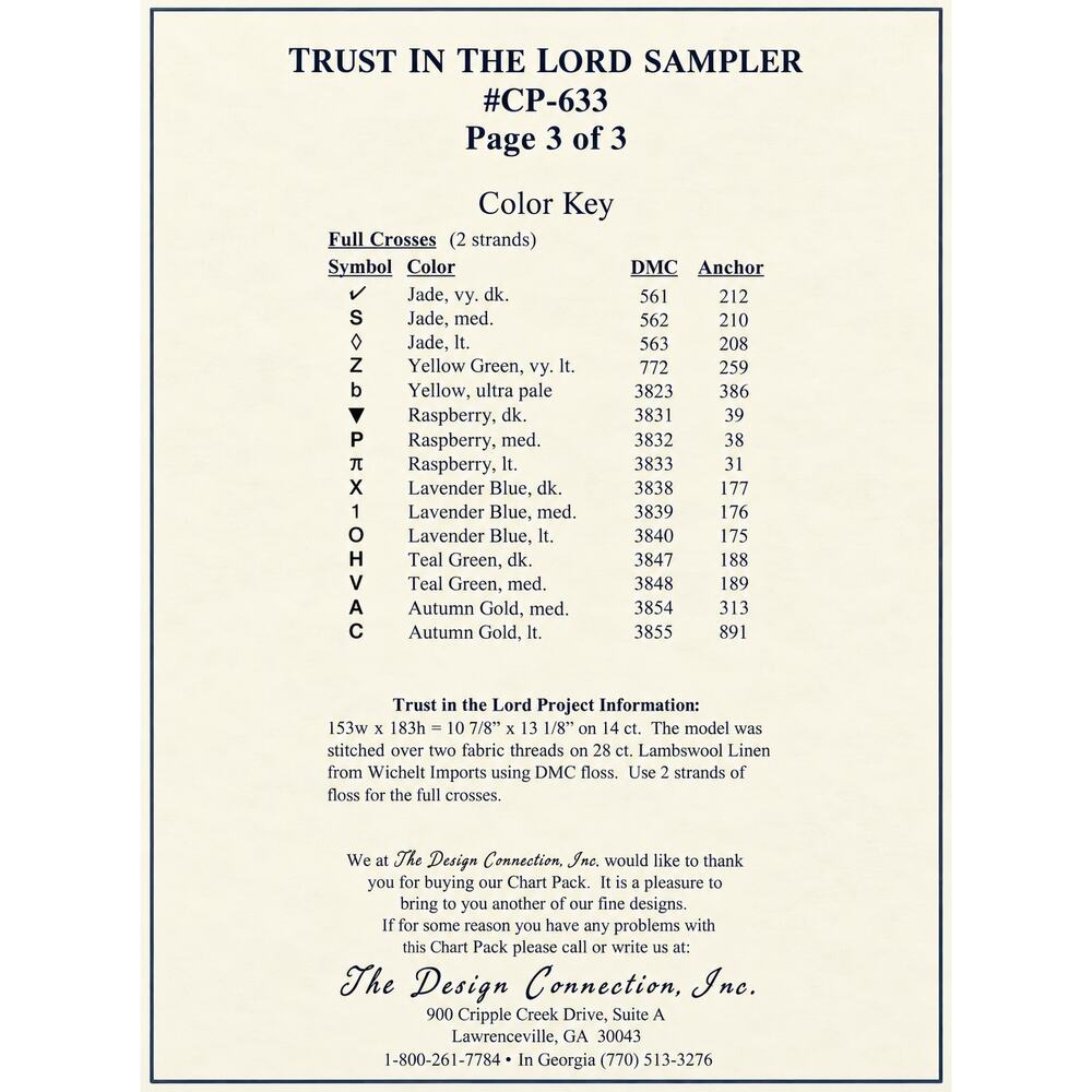 Design Connection Trust In The Lord Sampler Counted Cross Stitch Chart Pattern - Picture 2 of 2